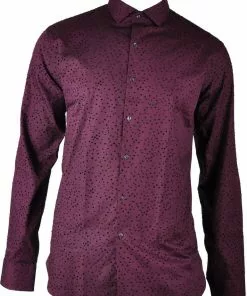 Club Of Gents Saville Row Henno Dots Shirt Bordeaux Clothing