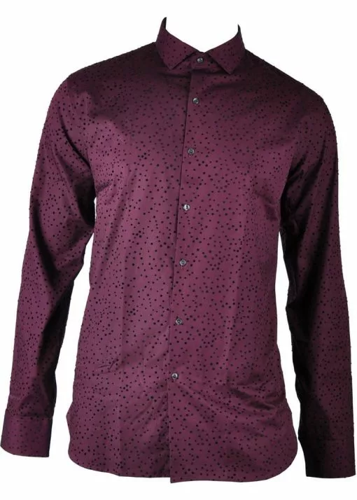 Club Of Gents Saville Row Henno Dots Shirt Bordeaux Clothing