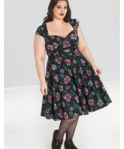 New In Hell Bunny Poseidon 50's Swing Dress Black