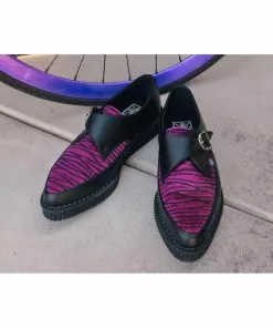 T.U.K Zebra Buckle Pointed Vegan Creepers Black Purple