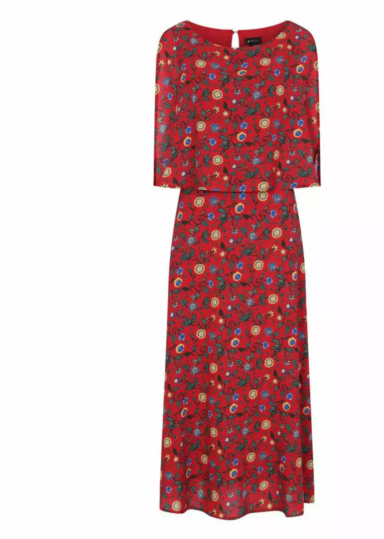 New In Bright & Beautiful Ali Tropical Floral 70's Dress Red 4 New In Bright & Beautiful Ali Tropical Floral 70's Dress Red