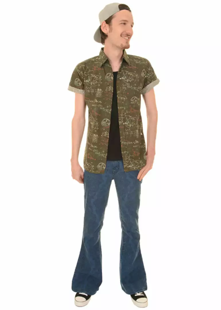 Run And Fly Mens Chalkboard 70's Shirt Grey 4 Run And Fly Mens Chalkboard 70's Shirt Grey