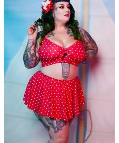 Collectif X Playful Promises Polkadot Knot 50's Bikini Briefs Skirt Red 8 Collectif X Playful Promises Polkadot Knot 50's Bikini Briefs Skirt Red