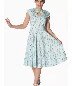Dresses Banned Peacock Feather 50's Swing Dress Blue
