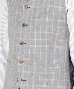 New In Gibson London Edgar Linnen Waistcoat Pale Blue 8 New In Gibson London Edgar Linnen Waistcoat Pale Blue