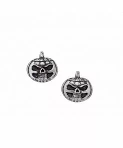 Alchemy Pumpkin Skull Stud Earrings New In