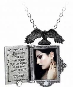 New In Alchemy Poe's Raven Locket Necklace