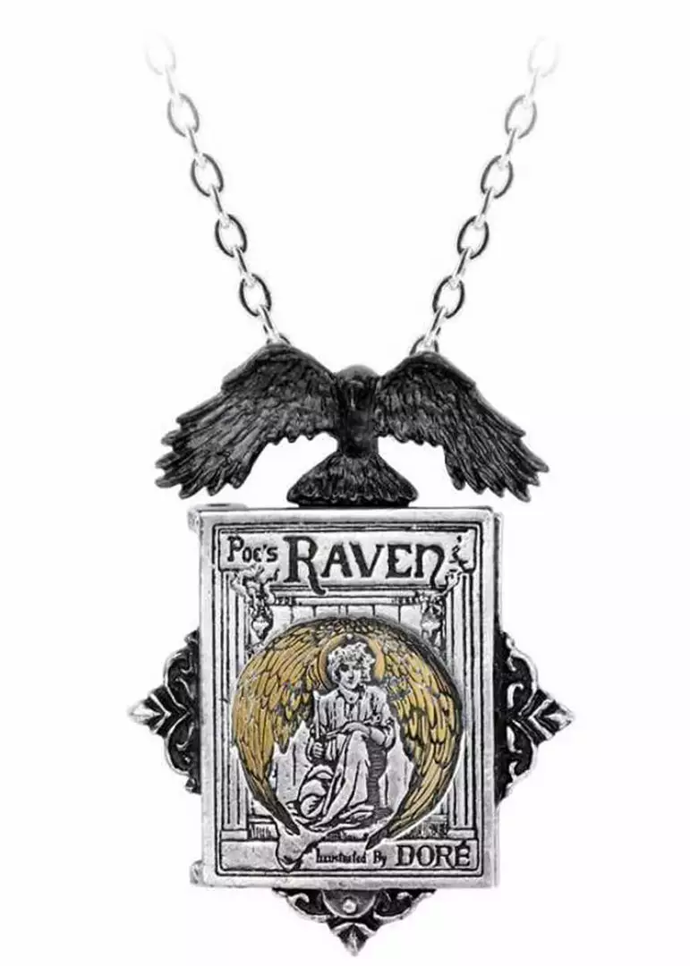 New In Alchemy Poe's Raven Locket Necklace 3 New In Alchemy Poe's Raven Locket Necklace