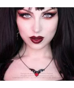 New In Alchemy Sombre Desire Bat Necklace Red