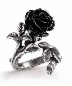 Alchemy Wild Black Rose Ring Silver New In 9 Alchemy Wild Black Rose Ring Silver New In