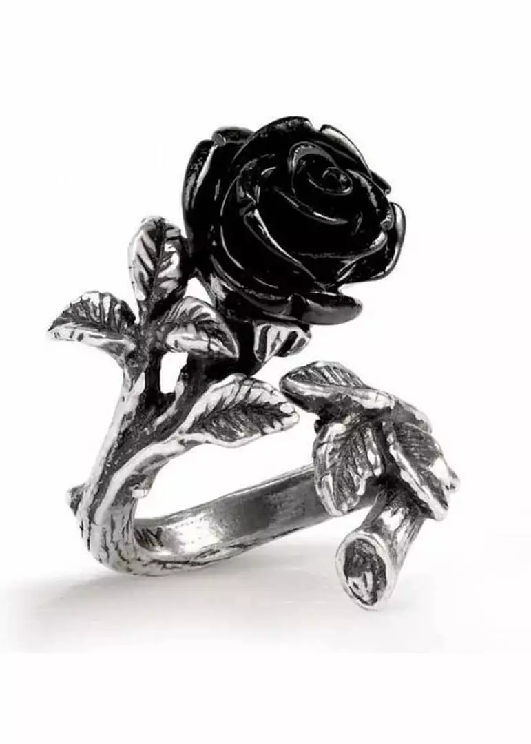 Alchemy Wild Black Rose Ring Silver New In 6 Alchemy Wild Black Rose Ring Silver New In