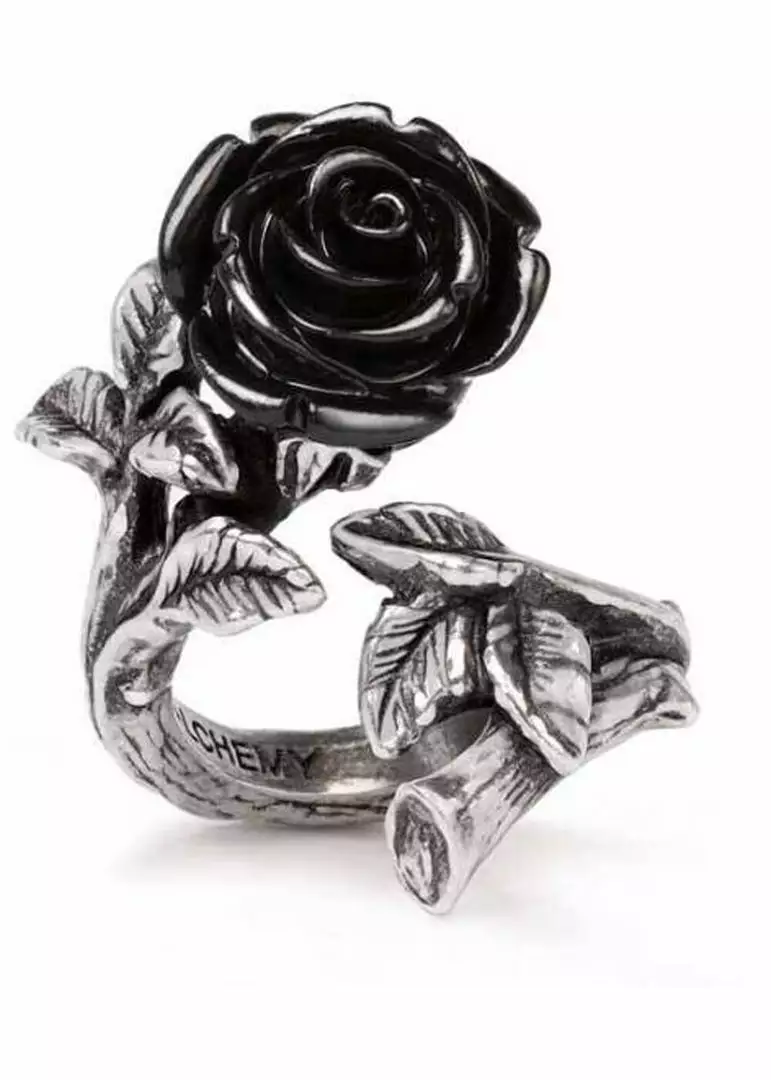 Alchemy Wild Black Rose Ring Silver New In 3 Alchemy Wild Black Rose Ring Silver New In