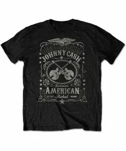 New In Band Shirts Johnny Cash American Rebel T-Shirt Black
