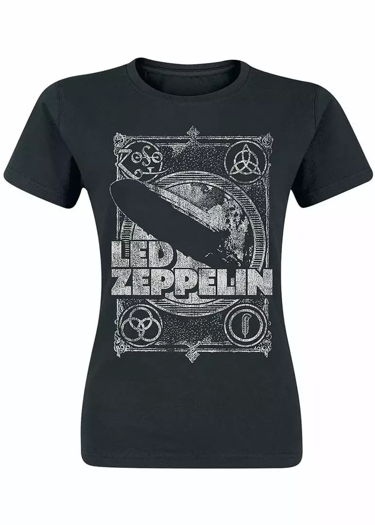 New In Band Shirts Led Zeppelin Vintage Girlie T-Shirt Black 3 New In Band Shirts Led Zeppelin Vintage Girlie T-Shirt Black