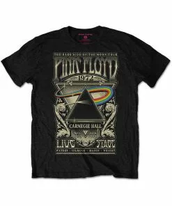 New In Band Shirts Pink Floyd Carnegie Hall Poster T-Shirt Black