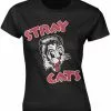 New In Band Shirts Stray Cats Cat Logo Girly T-Shirt Black