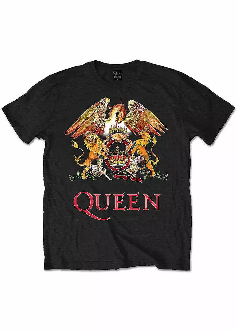 Band Shirts Queen Classic Crest T-Shirt Black 3 Band Shirts Queen Classic Crest T-Shirt Black