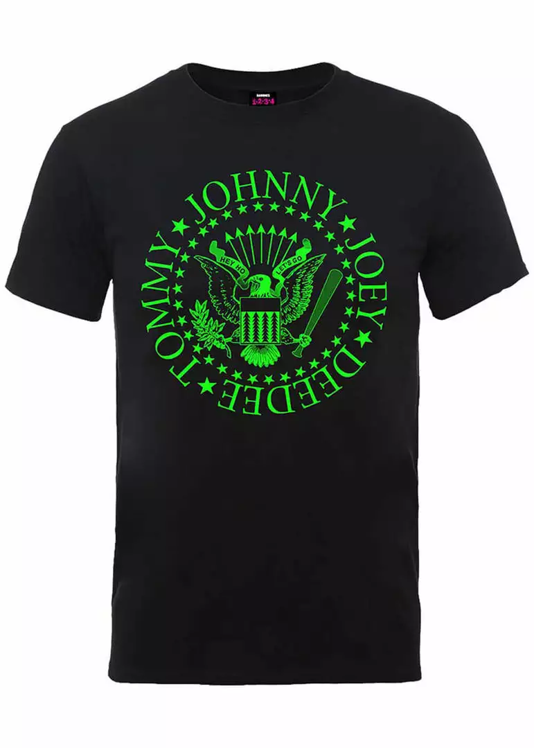 Band Shirts Ramones Green Seal T-Shirt Black New In 3 Band Shirts Ramones Green Seal T-Shirt Black New In
