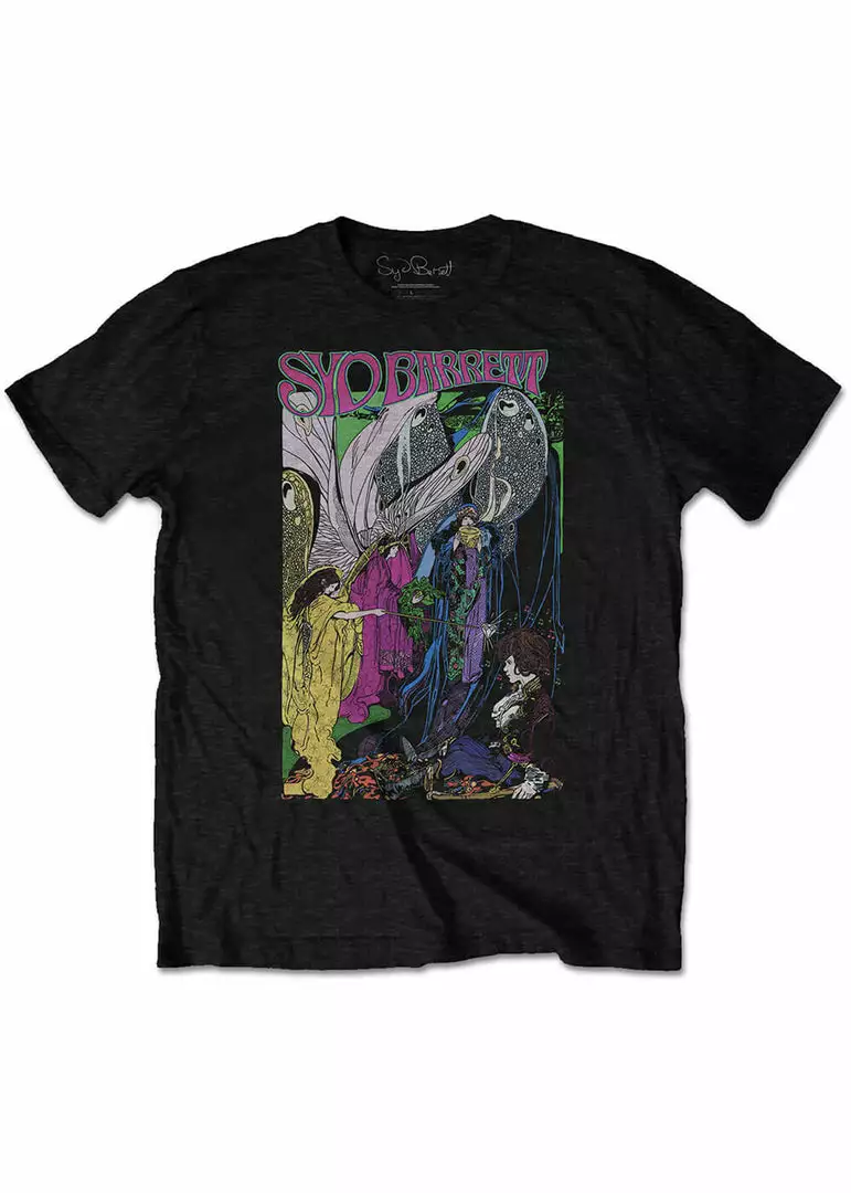 Band Shirts Syd Barrett Fairies T-Shirt Black 3 Band Shirts Syd Barrett Fairies T-Shirt Black