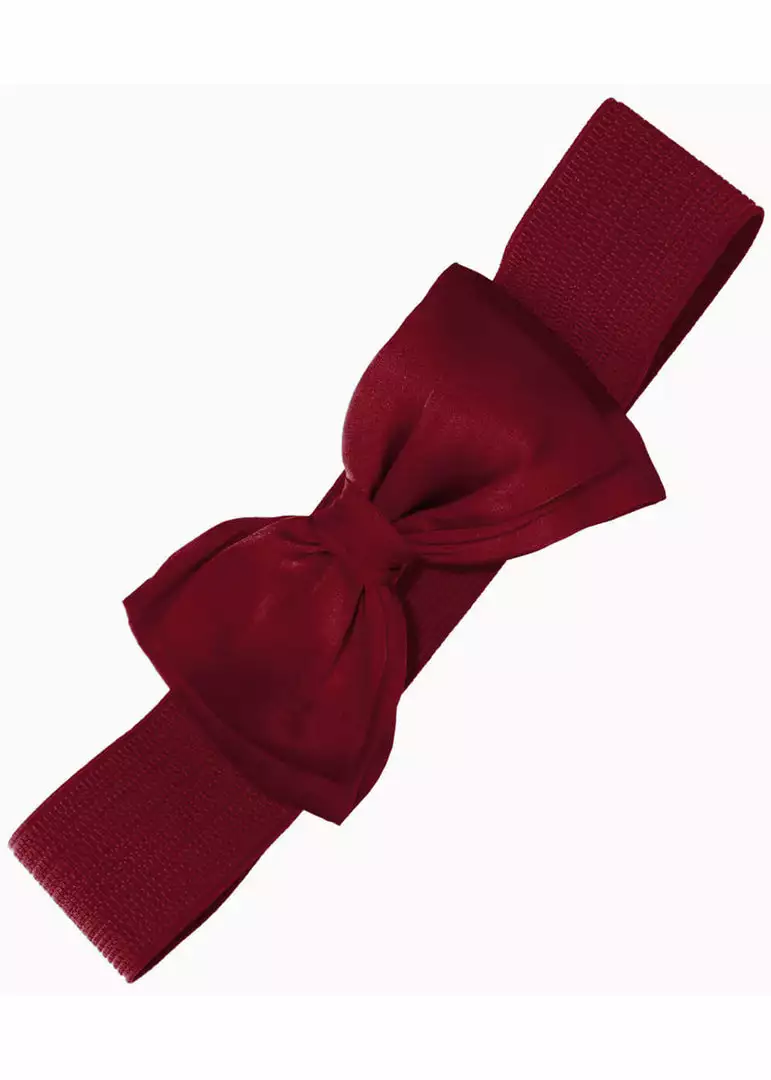 Banned Maria Bow 50's Retro Elastic Belt Burgundy 3 Banned Maria Bow 50's Retro Elastic Belt Burgundy