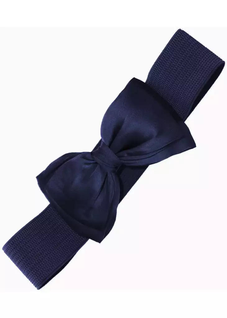 Banned Maria Bow Retro 50's Elastic Belt Navy New In 3 Banned Maria Bow Retro 50's Elastic Belt Navy New In