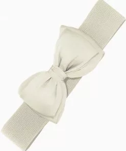 New In Banned Maria Bow Elastic 50's Belt Ivory