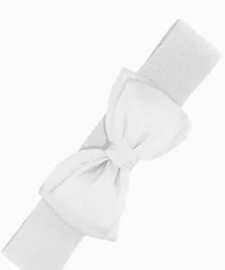 Banned Maria Bow 50's Retro Elastic Belt White New In