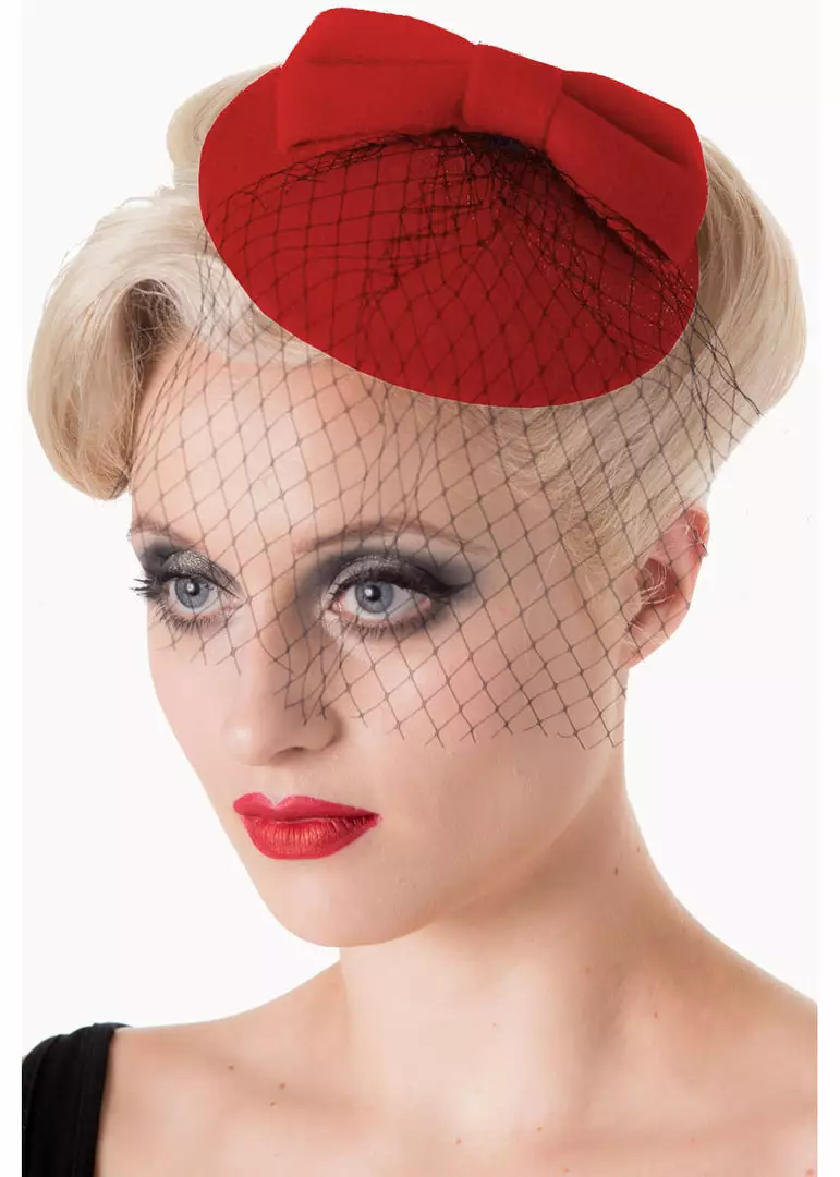 Banned Candice 50's Fascinator Red New In 3 Banned Candice 50's Fascinator Red New In