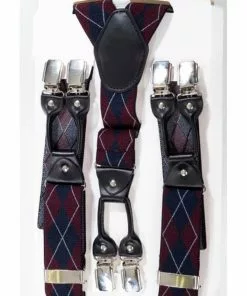 Banned Gentlemens Rhombus Rockabilly Braces Burgundy