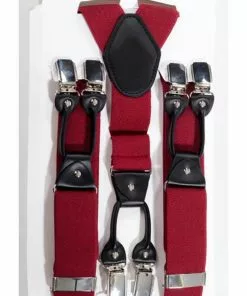 Banned Heren Plain Rockabilly Braces Red