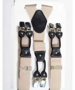 New In Banned Gentlemens Plain Rockabilly Braces Beige