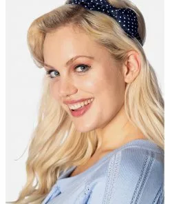Banned Dionne Polkadot 50's Bow Headband Black White