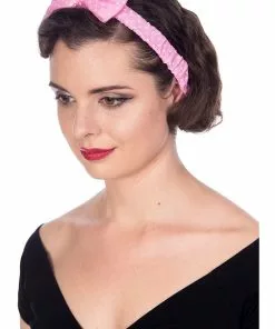 Banned Dionne Polkadot Bow 50's Headband Pink White New In