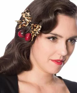Banned Wild Cherry Rockabilly 50's Hairclip Leopard