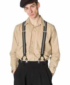 Banned Mens Nicholas Stripe Braces Black New In