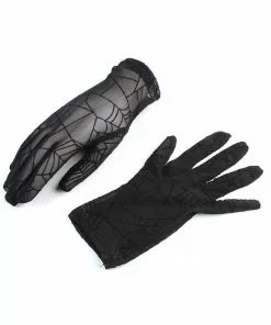Banned Black Widow Spiderweb Gloves Black