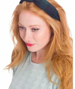 New In Banned Cameron Tartan 60's Headband Green