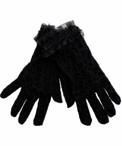 New In Banned Sigil Leopard Lace Gloves Black