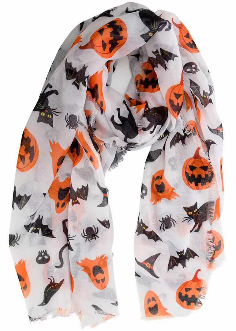Banned Halloween Scarf White 3 Banned Halloween Scarf White