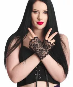 Banned Ramone Lace Gloves Black New In