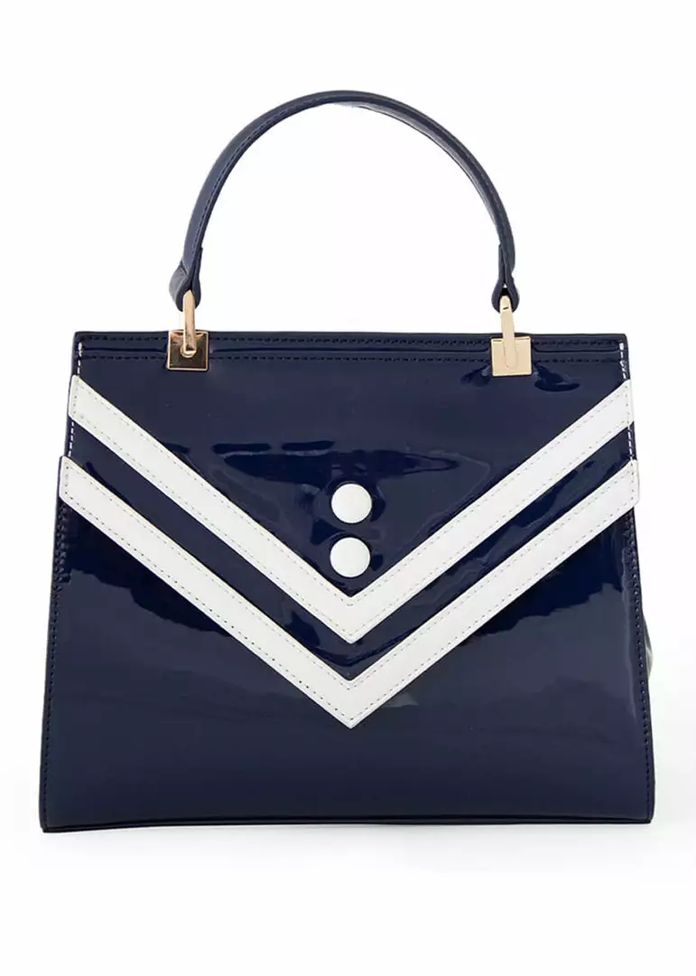 Banned Serene Waters Sailor 60's Handbag Navy New In 3 Banned Serene Waters Sailor 60's Handbag Navy New In