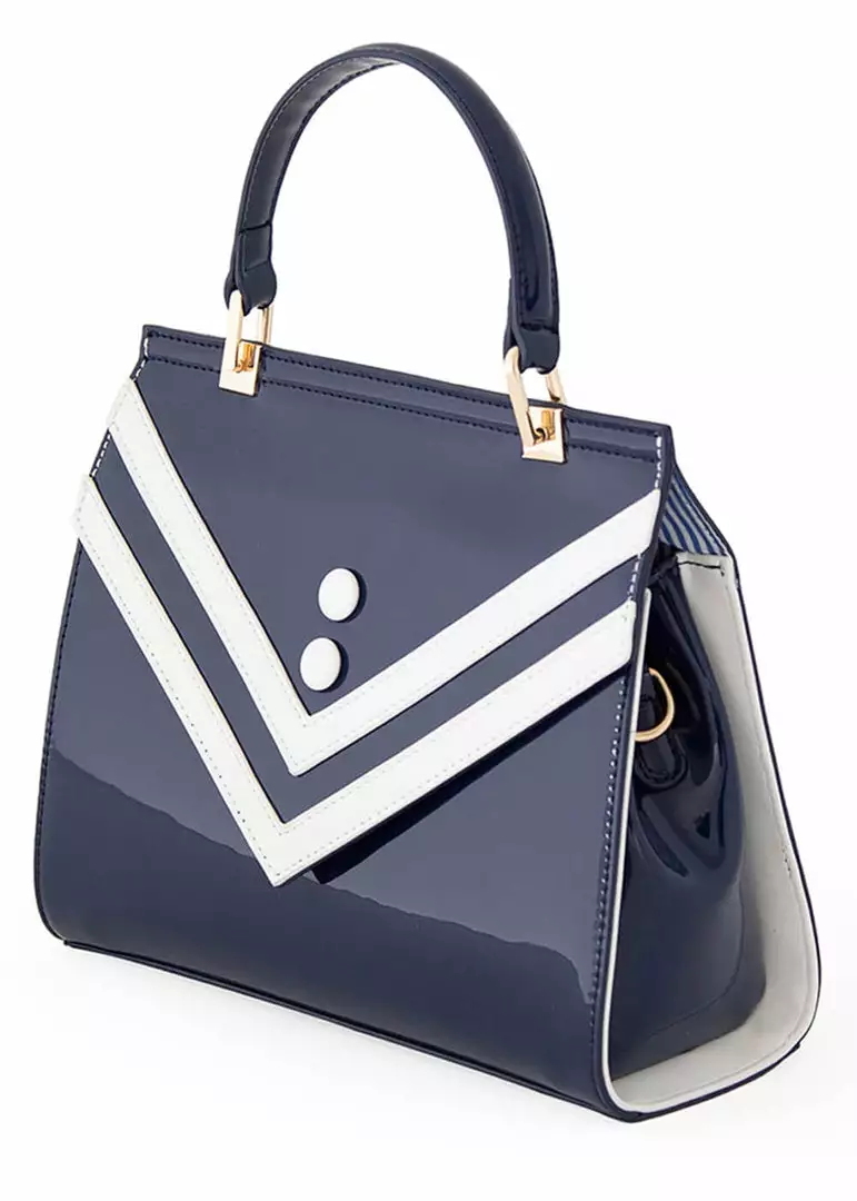 Banned Serene Waters Sailor 60's Handbag Navy New In 4 Banned Serene Waters Sailor 60's Handbag Navy New In