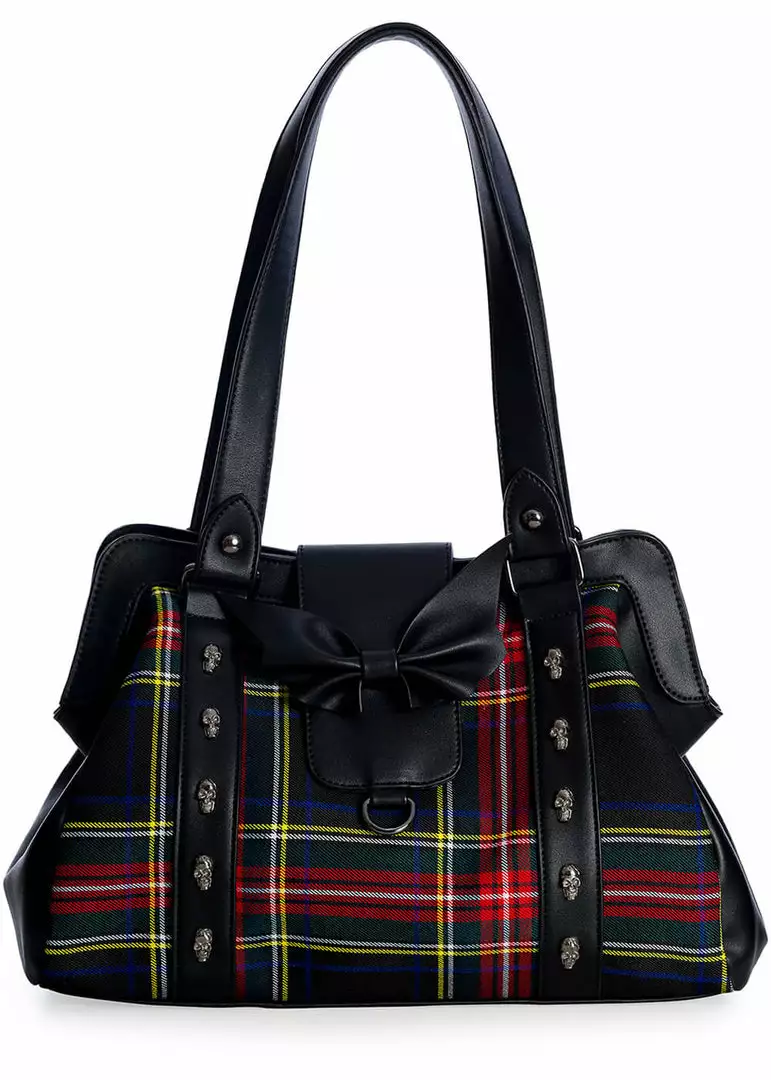New In Banned Krampus Tartan Skull Bag Black 3 New In Banned Krampus Tartan Skull Bag Black