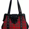 Banned Krampus Tartan Skull Bag Red New In 1 Banned Krampus Tartan Skull Bag Red New In