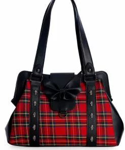 Banned Krampus Tartan Skull Bag Red New In
