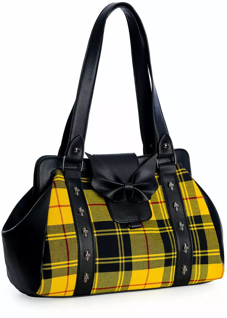 Banned Krampus Tartan Skull Bag Yellow New In 6 Banned Krampus Tartan Skull Bag Yellow New In