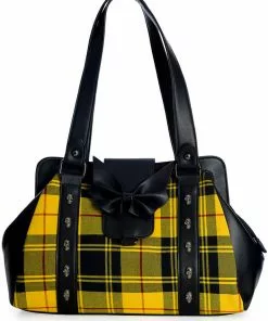 Banned Krampus Tartan Skull Bag Yellow New In