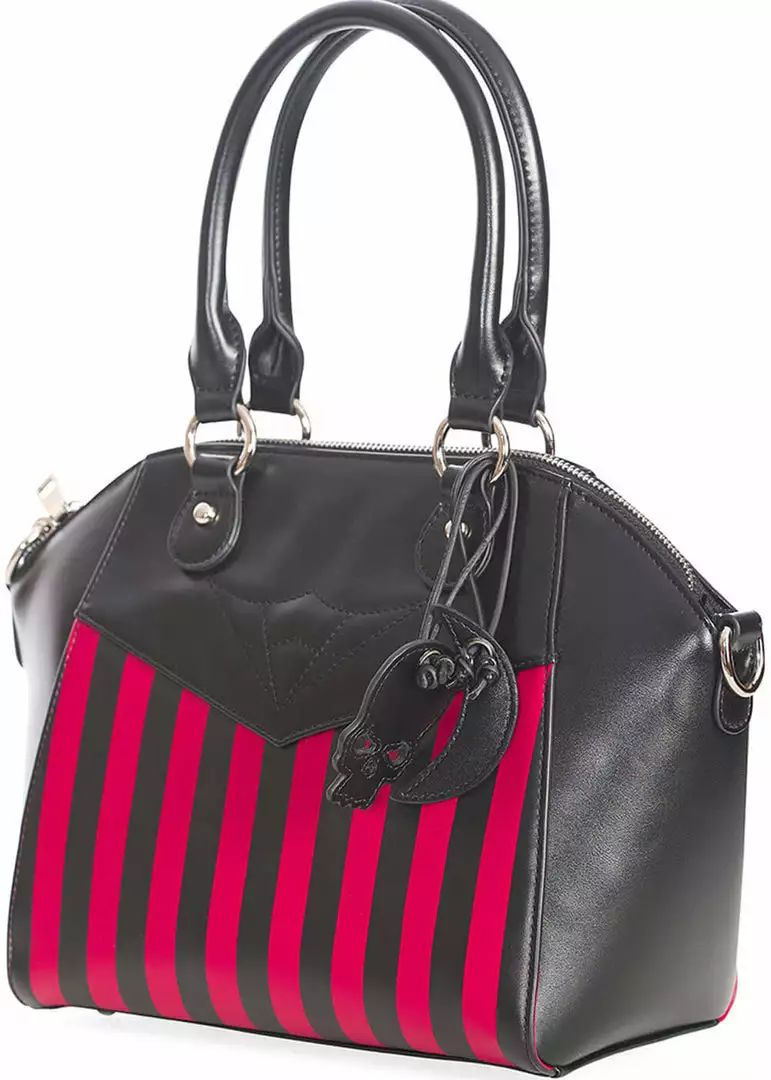 Banned Another Lost Soul Striped Handbag Black Red 7 Banned Another Lost Soul Striped Handbag Black Red