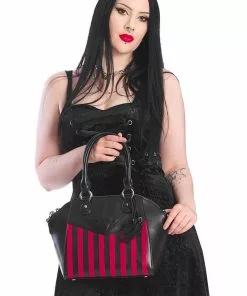 Banned Another Lost Soul Striped Handbag Black Red