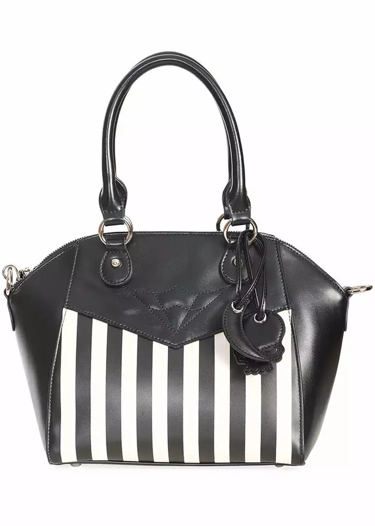 Banned Another Lost Soul Striped Handbag Black White New In 3 Banned Another Lost Soul Striped Handbag Black White New In
